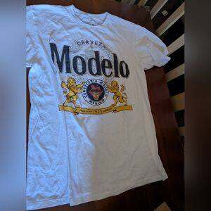 ModelCo White Tee with Gold and Black Accents